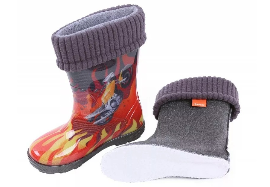 Dětské zateplené holínky Demar Hawai Lux Exclusive ED plameny